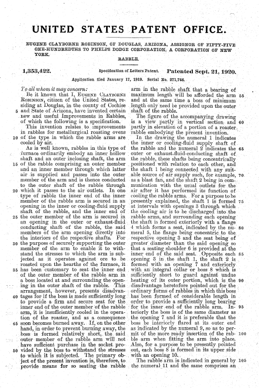 Phelps Dodge Founding Patent